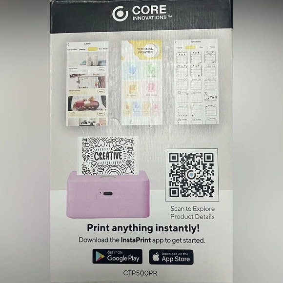 Core Innovations Wireless Mini Portable Thermal Printer Label Maker, Purple, EUC - Picture 5 of 8